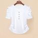 Women's Clothing New Style Puff Sleeve Slim Short Sleeve High End Niche Pleated T Shirt Female Slim Top Ins_ecoleips.com