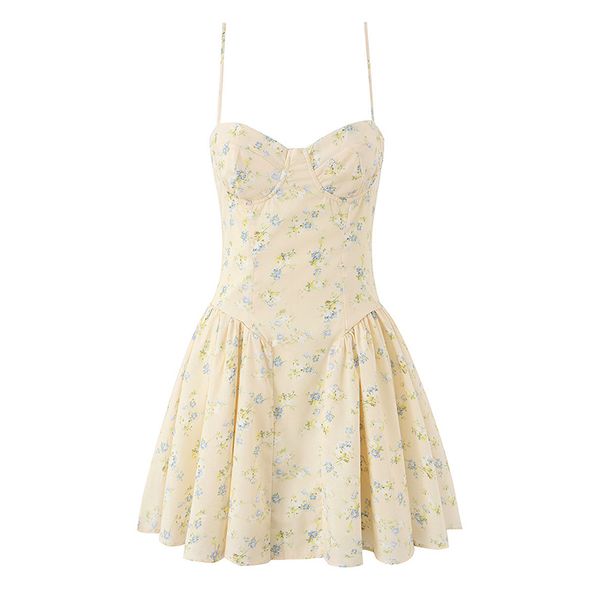 TARUXY Stylish Printed Straps Dress Women's Sleeveless Sexy Backless Waist-Cinching 2026 Summer Vacation Party Mini Dress Female_ecoleips.com