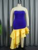 Women's Clothing Personality Contrast Color Dress Elegant Style Tube Top Sleeveless Dress Dresses_ecoleips.com