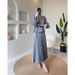 Spring New Women's Muslim Set Solid Color Elegant And Generous Half Skirt With Tie_ecoleips.com