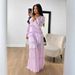 K Elegant Temperament, Patchwork Long Sleeved V-neck Dress, Women's Long Skirt_ecoleips.com