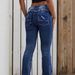 Women's Trendy Distressed Whiskered Stretchy Mid-Rise Straight Leg Denim Jeans Casual Solid Color Spring/Autumn Summer Wear_ecoleips.com