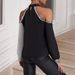 Women's Fashionable Casual Off-Shoulder Color Block Long Sleeve Shirt Spring Autumn Wear_ecoleips.com