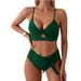 Elegant High-Waist Bikini Set - Soft Nylon Blend, Adjustable Ties & Removable Padding For Women's Swimwear_ecoleips.com