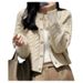 Aria Basics Aria Basics Autumn Winter Short Thickened Wool Sweater For Women Round Neck Cardigan Loose Lazy Knitted Top Coat_ecoleips.com