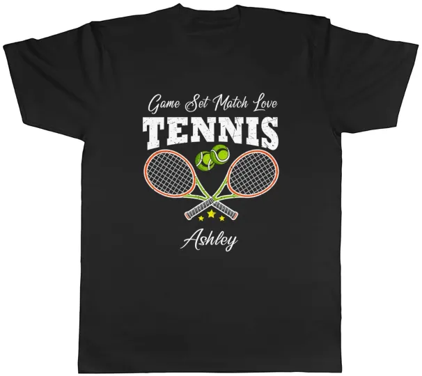 Women's T-Shirts Personalised Tennis T-Shirt Game Set Match Love Sports Mens Tee Racket Gift_ecoleips.com