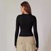 Aria Basics Aria Basics Cross-border European American Women's Square-neck Shirt, Autumn Top, Long-sleeved Slim-fit Pullover Milk Silk T-shirt,_ecoleips.com