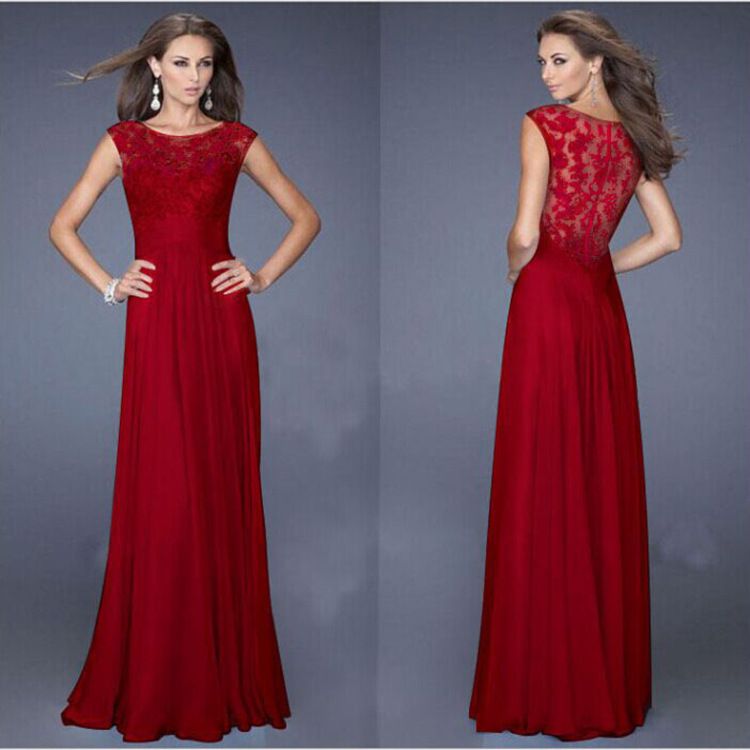 New Arrival European American Evening Dress Lace Chiffon Patchwork Back Zipper Sexy Slim Fitted Formal Party Dress_ecoleips.com