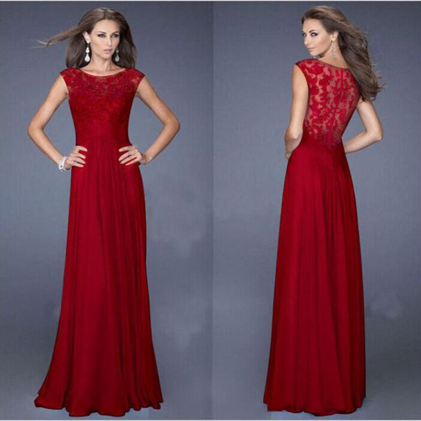 New Arrival European American Evening Dress Lace Chiffon Patchwork Back Zipper Sexy Slim Fitted Formal Party Dress_ecoleips.com
