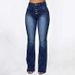 Women's Clothing Women's High Waist Stretch Flared Jeans - Comfortable Cotton Denim Pants For Casual & Office Wear (Dark Blue, Light Blue)_ecoleips.com