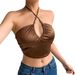 Fresh Women's New Solid Color Sexy Hot Girl Short Crop Top French Style Strap Vest_ecoleips.com
