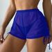 New Multicolor Mesh Swimsuit Women's Lace Up Solid Color Boxer High Waist Beach Bikini Bottoms_ecoleips.com