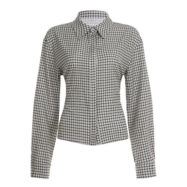 Aria Basics Aria Basics Trendy Design Foreign Trade Commuter Plaid Shirt, Vintage Fashion European And American Style, Waist-cinching,_ecoleips.com