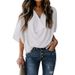 Annual Chiffon Shirt With Loose V-Neck Design, Casual Top, T-Shirt, Women's Clothing_ecoleips.com