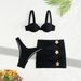 Women's Clothing "3-Piece Solid Color Bikini Set - Swimwear With Skirt & Adjustable Straps"_ecoleips.com