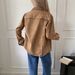 Women's Distressed Fringe Denim Jacket - Oversized Shirt Style Casual Coat With Turn-Up Cuffs (Brown, S-XL)_ecoleips.com