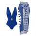 Retro Print One-Piece Swimsuit For Women Sexy Stylish Beachwear For Hot Springs And Vacations_ecoleips.com