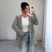 Women's Striped Long Sleeve Trench Coat – Casual Travel Jacket, Polyester Knit, Black (S-Xl) – Fall/Winter Outerwear_ecoleips.com