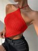 Women's Clothing Lace Up Halter Neck Knitted Vest Design Sweater Wrap Chest Top_ecoleips.com