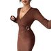 European And American Cross-border 2026 New Model Cross-neck Knitted Textured Solid Color Slim-fit Dress For_ecoleips.com