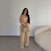 TW889 Women's Elegant Solid Color Gold Button Vest And High-Waisted Wide Leg Pants Set European And American Style Cross Border Fashion_ecoleips.com