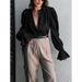 Autumn French Jacquard Bubble-Sleeve Shirt With A Chic, Casual, And Fashionable Vibe For Daily Wear_ecoleips.com