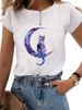 European And American Cross-border Foreign Trade Women's Clothing Cute Kitten Print Round-neck Short-sleeve T-shirt Top_ecoleips.com