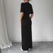 Women's Clothing Delicate Dress Casual Retro Slim Fit Solid Color Open Front Long Skirt_ecoleips.com