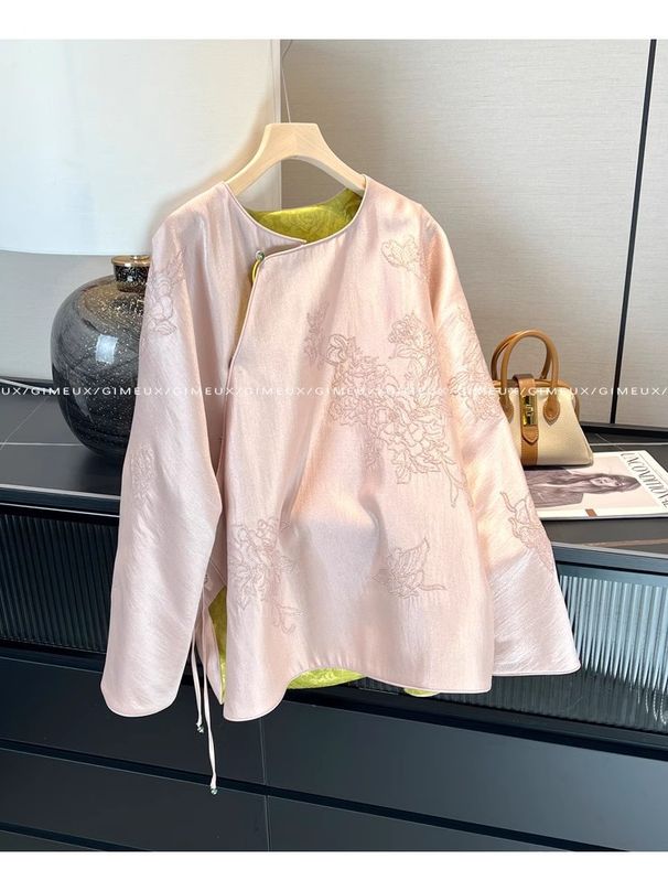girl Heavy Embroidery Brocade Improved Tang Suit Jacket 2024 Autumn Elegant Versatile Long Sleeve Top For Women_ecoleips.com
