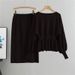 Lantern Long Sleeve Bodycon Midi Skirt Two-Piece Set For Women Spring Autumn French Socialite Style European Fashion_ecoleips.com