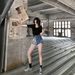 Black Denim High-waisted Shorts For Women, 2023 New BF Style, Unique Rivet Design, Loose Wide-leg, Frayed And Ripped Hot_ecoleips.com