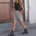 New Women's Casual Plaid Shorts Street Hip Hop Style Summer Loose Fit Wide Leg Bottoms_ecoleips.com