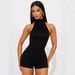Women's Clothing Women's Sexy Solid Color Halter Neck Jumpsuit Shorts Tie Waist Sleeveless Backless Fashionable Clothing_ecoleips.com