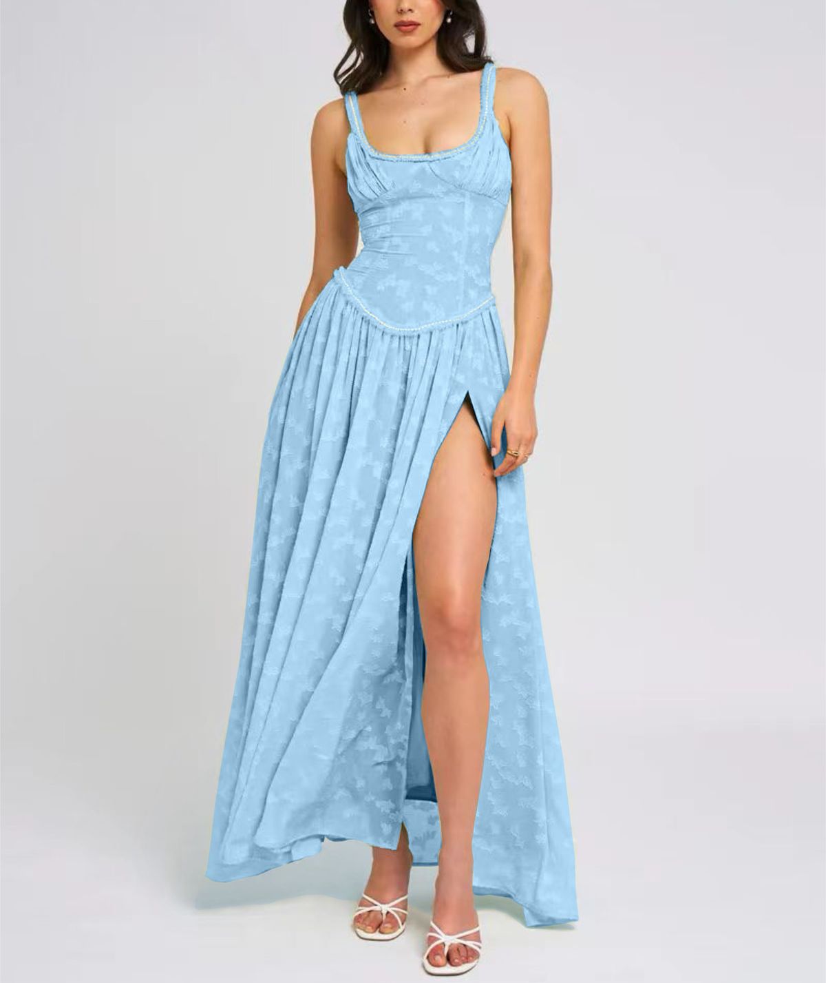 Women's Clothing New Sexy Suspenders U Neck Backless Perspective Chiffon Dress_ecoleips.com