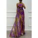 Women's Clothing Sexy Off Shoulder Tube Top Tie Dye Contrast Color Flower Mesh Long Skirt_ecoleips.com