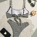 Women's Clothing New Sexy Split Striped Lace Bikini Ins Style Ladies Beach Vacation Swimsuit_ecoleips.com