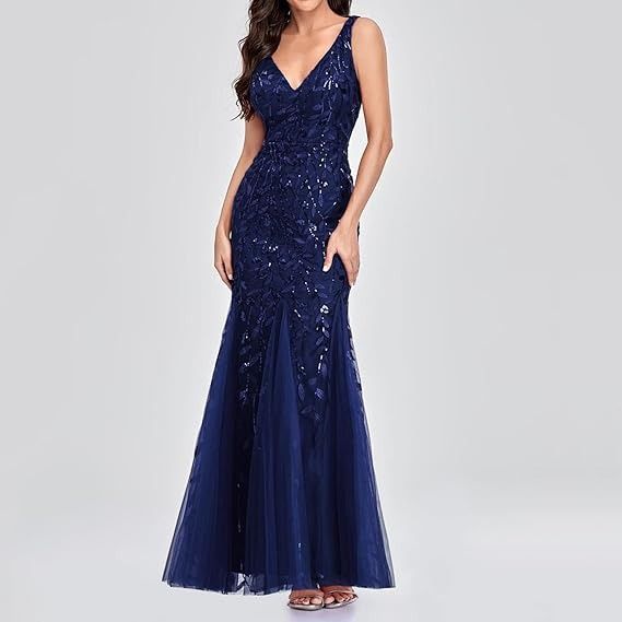 Women's Clothing Summer Temperament Fashion Sequins V Neck Celebrity Dresses_ecoleips.com