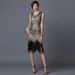 Women's Clothing Elegant Fringe Sequin Party Dress Vintage Glam Evening Gown With Deep V-Neck & Flowy Hem (Available In 11 Colors & Plus Sizes)_ecoleips.com