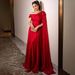 Elegant One-Shoulder Red Evening Gown Floor-Length Sophisticated Dress for Parties And Galas Women's Clothing_ecoleips.com