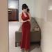 Socialite Style Chain Halter Strap Evening Camisole Women's Summer Pure Desire Sexy Backless Waist-Cinching Dress_ecoleips.com