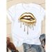Foreign Trade Women's Clothing, Printed Summer Fashion Colorful Lips T-shirt_ecoleips.com