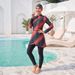 3PCS/set Muslim Burkini Modest Swimwear Gradient Red Black Full Cover Long Sleeve Hijab Swimsuit Islamic Beachwear_ecoleips.com