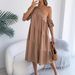 2026 Spring/Summer European And American Off-Shoulder Short-Sleeve Casual Loose Ruffle Hem Long Dress_ecoleips.com