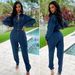 Women's Clothing Slim Fit Elastic Small Foot Washed Denim Jumpsuit_ecoleips.com