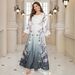 Women’s Clothing Muslim Women's Robe Printed Beaded Hot Diamond Round Neck Dress_ecoleips.com