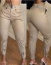 Women's Clothing Pants Fashionable High Waist Button Pocket Design Cuff Overalls Women's Casual Pants_ecoleips.com