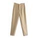 Women's Slim Fit Solid Color Smocked Stretch Straight Leg Dress Pants – Casual Office Trousers 2026_ecoleips.com