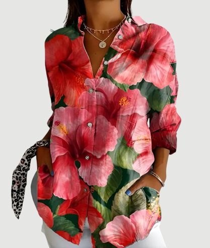 New Women's Floral Print Long Shirt Summer Trendy 3D Short Sleeve Fashion European American Style Top_ecoleips.com