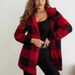 Women's Longline Plush Hooded Cardigan With Pockets - Cozy Fall Winter Fleece Open Front Coat In Checkered Pattern, Loose Fit Streetwear_ecoleips.com