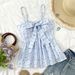 Women's Casual Check Front Bow Camisole Strapless Spring Summer Vacation Top_ecoleips.com